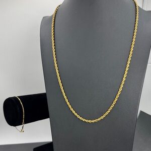 Vintage Napier Gold Plated Rope Chain Necklace & Vintage Gold Bracelet Set